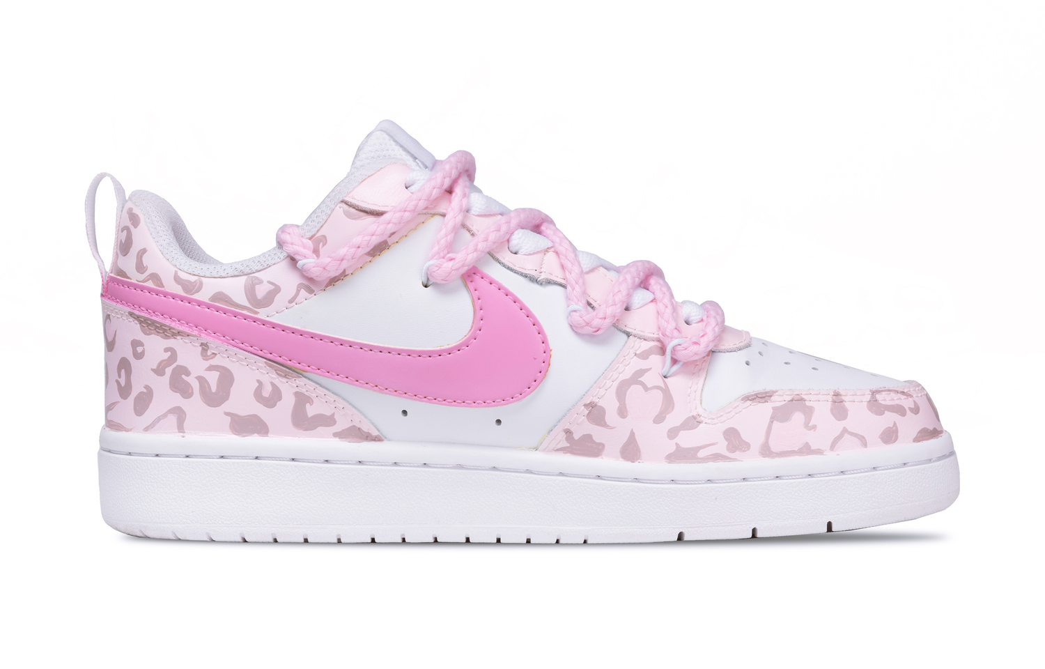 Nike Court Borough Pink Leopard Sweetheart Абразивостойкие амортизирующие дышащие низкие детские скейтбординг кроссовки — фото 3