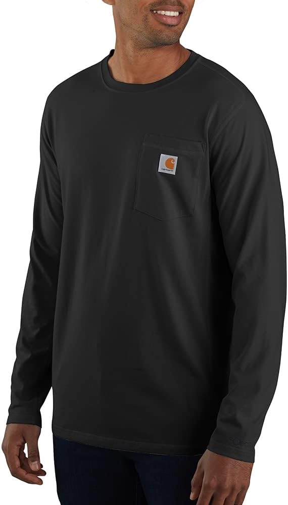 

Carhartt мужская футболка с длинным рукавом и карманом, Relaxed Fit, средней плотности, Black