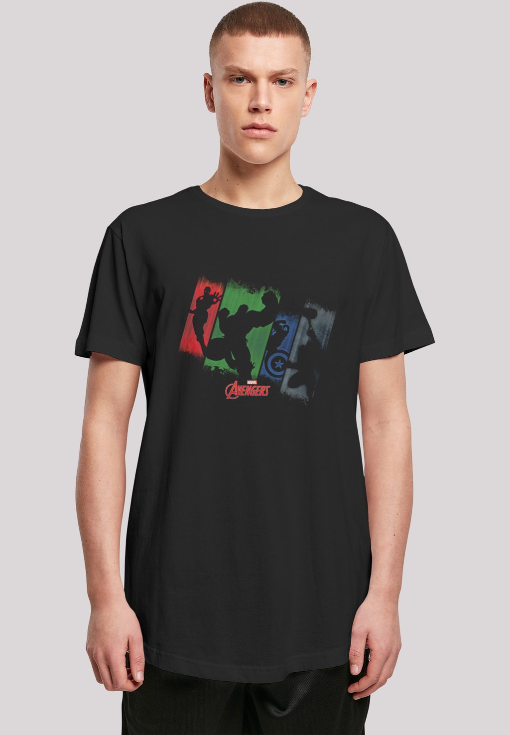 

Футболка с принтом LONG CUT 'MARVEL SUPERHELDEN AVENGERS TEAM PUNCH OUT' F4NT4STIC, черный