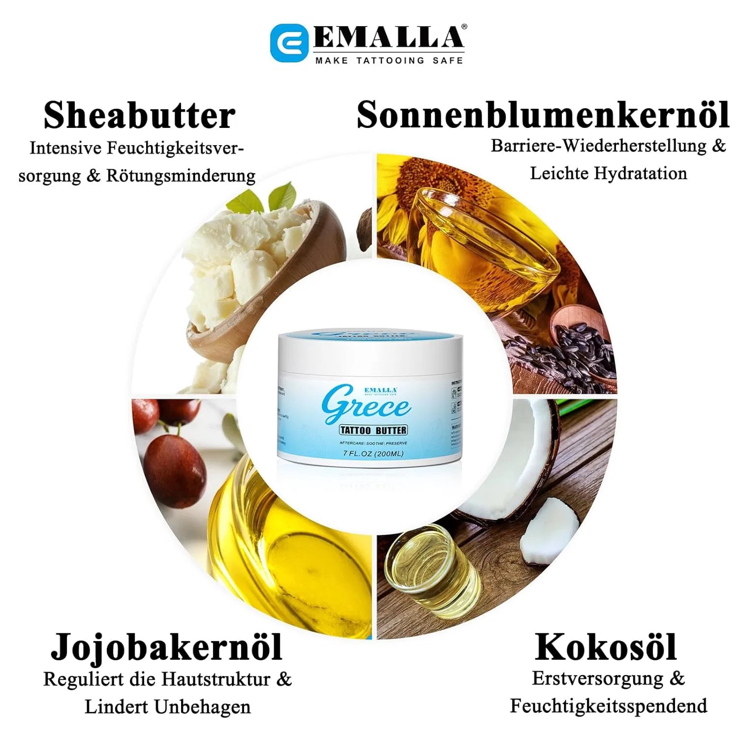 Веганский бальзам для татуировок EMALLA GRECE Tattoo Butter, 200 мл Emalla — фото 2