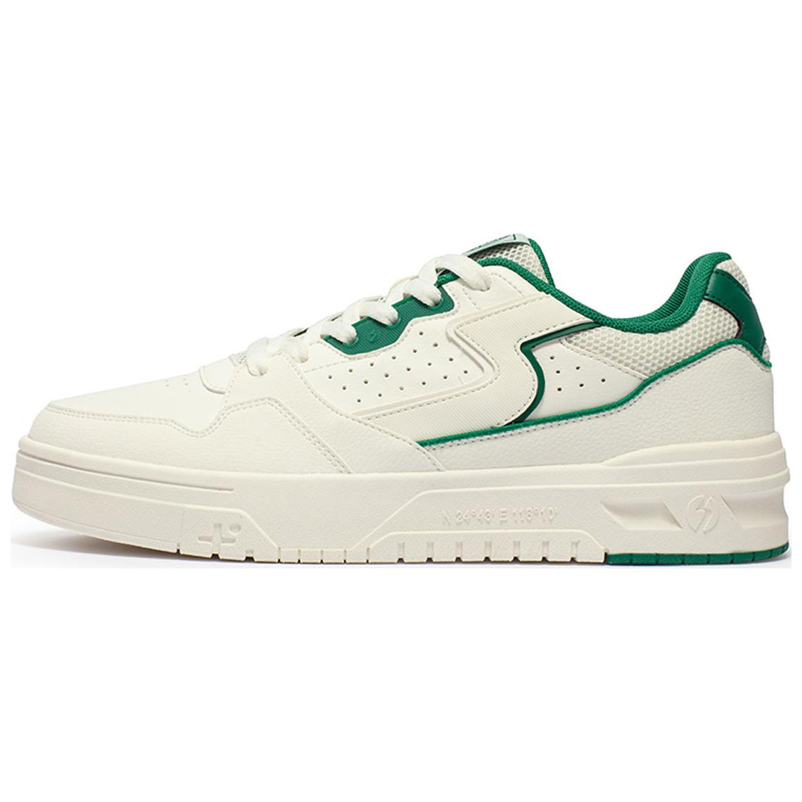 

Износостойкие противоскользящие низкие скейтерские кроссовки мужские бело-зеленые 361°