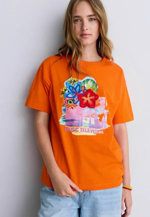 Футболка Regular fit MTV License Graphic T-shirt, Next, оранжевый