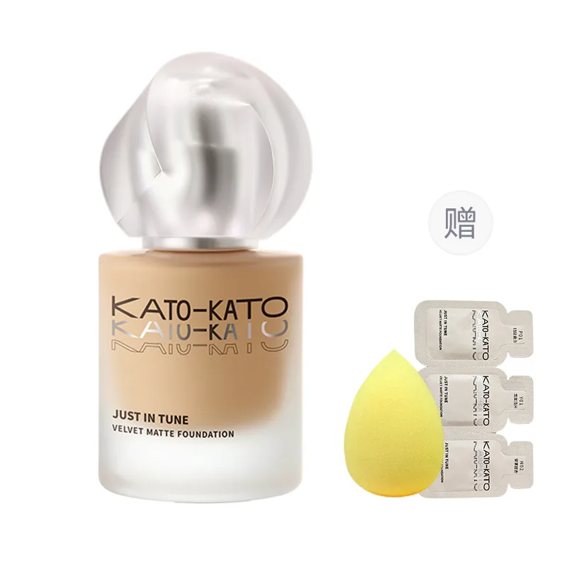 KATO-KATO Тональная основа жидкая или кремовая для женщин, [Oily Skin to Combination Skin]Y01 Yellow Undertone/Yellow Undertone, Free Sample+Makeup Sponge