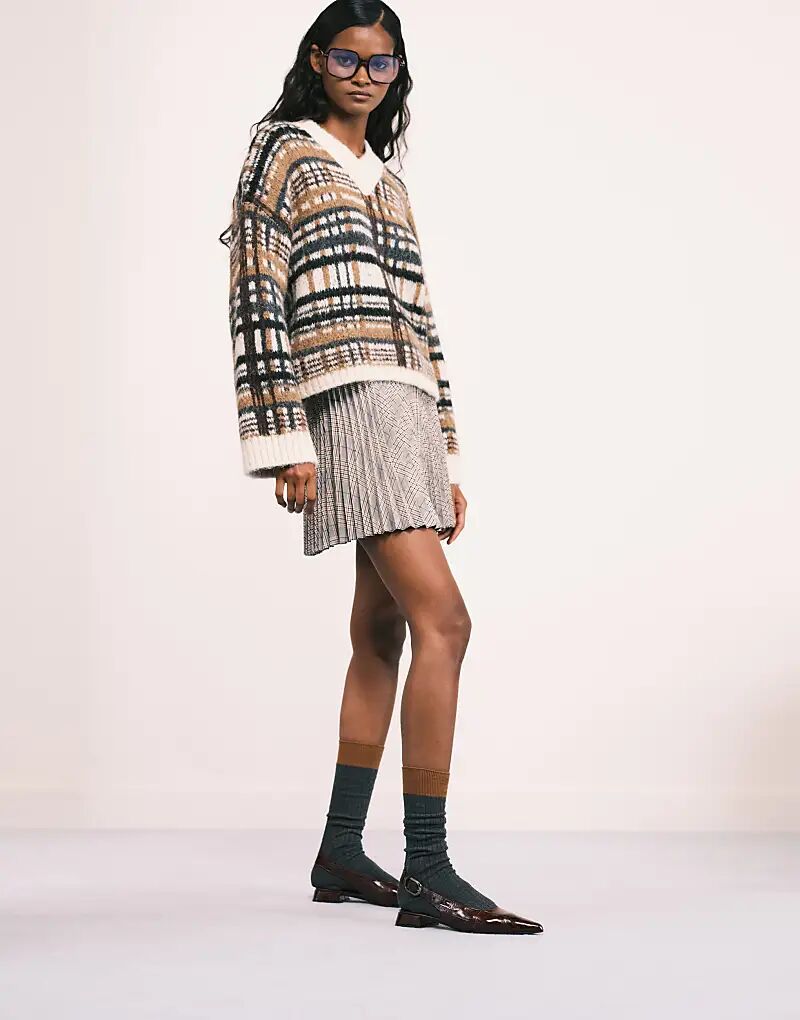 Балетки Leonora с открытой пяткой ASOS DESIGN из бордовой кожи с крокодиловой кожей — фото 4