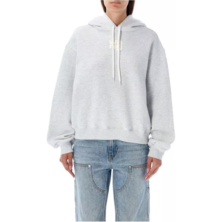 Худи с принтом логотипа на шнурке Alexander Wang, серый — фото 2