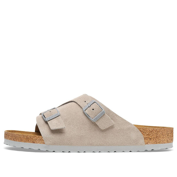 

Тапочки zrich suede leather narrow fit sandals 'stone coin' Birkenstock, серый