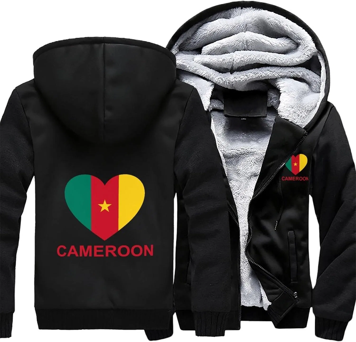 Толстовка на молнии с капюшоном, флисовая, Winter Warm, Black-style — фото 3
