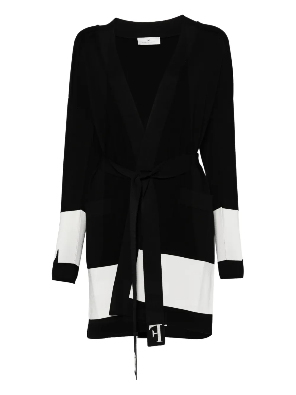 

Кардиган с полосками и поясом Elisabetta Franchi, черный