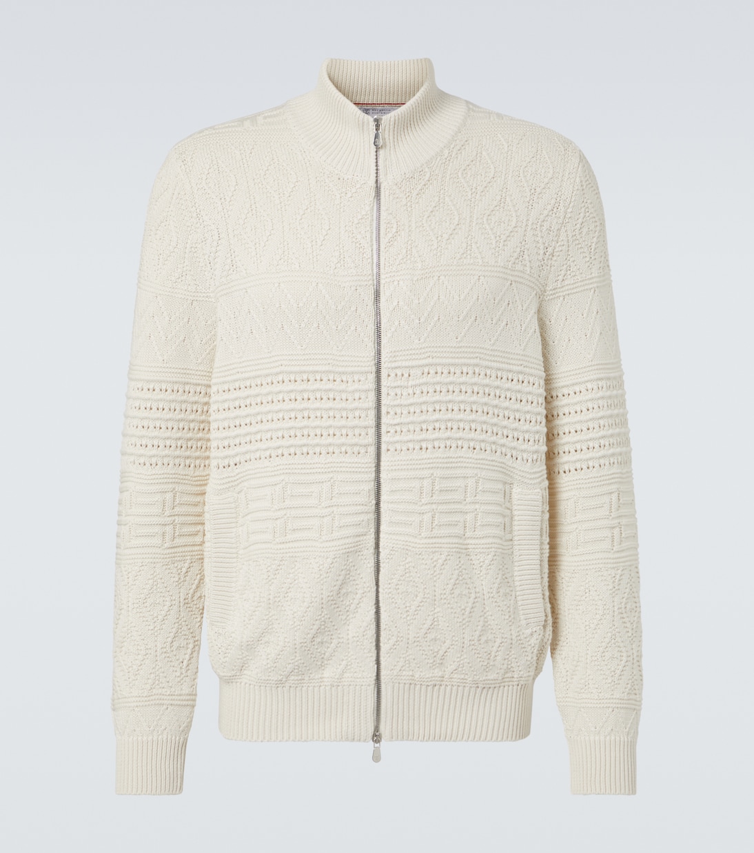 

Хлопковый кардиган на молнии Brunello Cucinelli, English White
