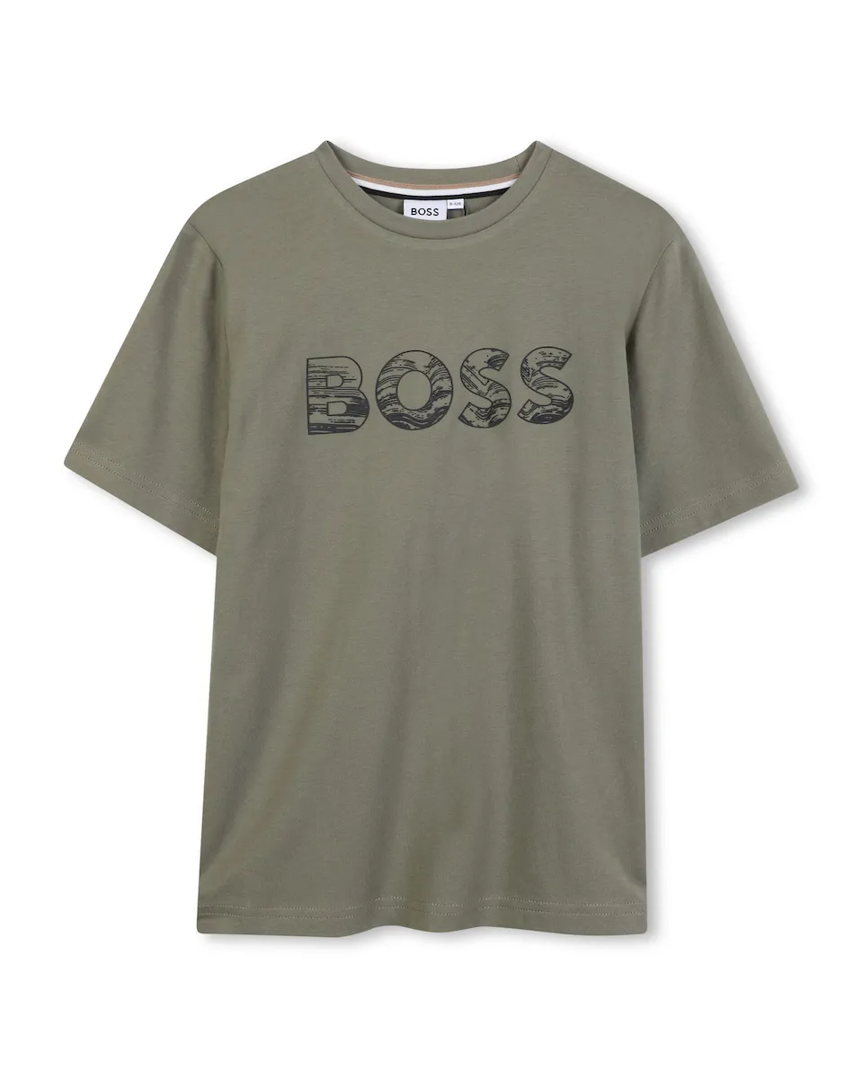 

Детская хлопковая футболка BOSS Kidswear, темно-зеленый