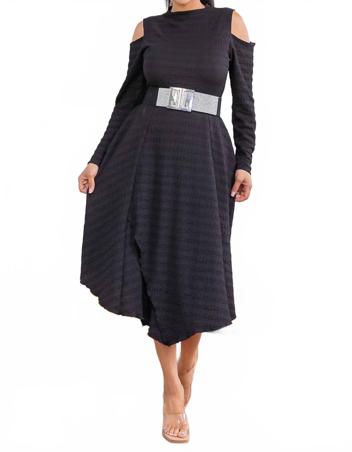 

Платье миди с фактурной фактурой в черном цвете Karen T Design, черный