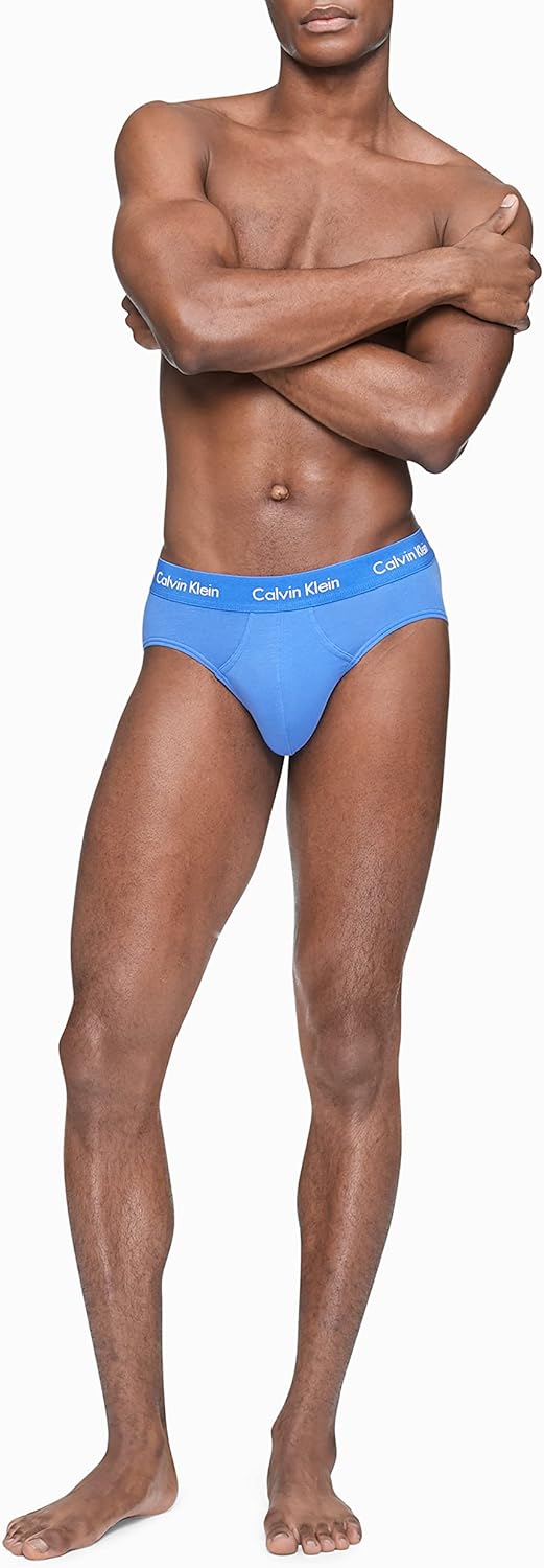 Мужские трусы-слипы Calvin Klein из хлопка и стретча, комплект из 5 пар, 3 Blue Shadow, 2 Cobalt — фото 2