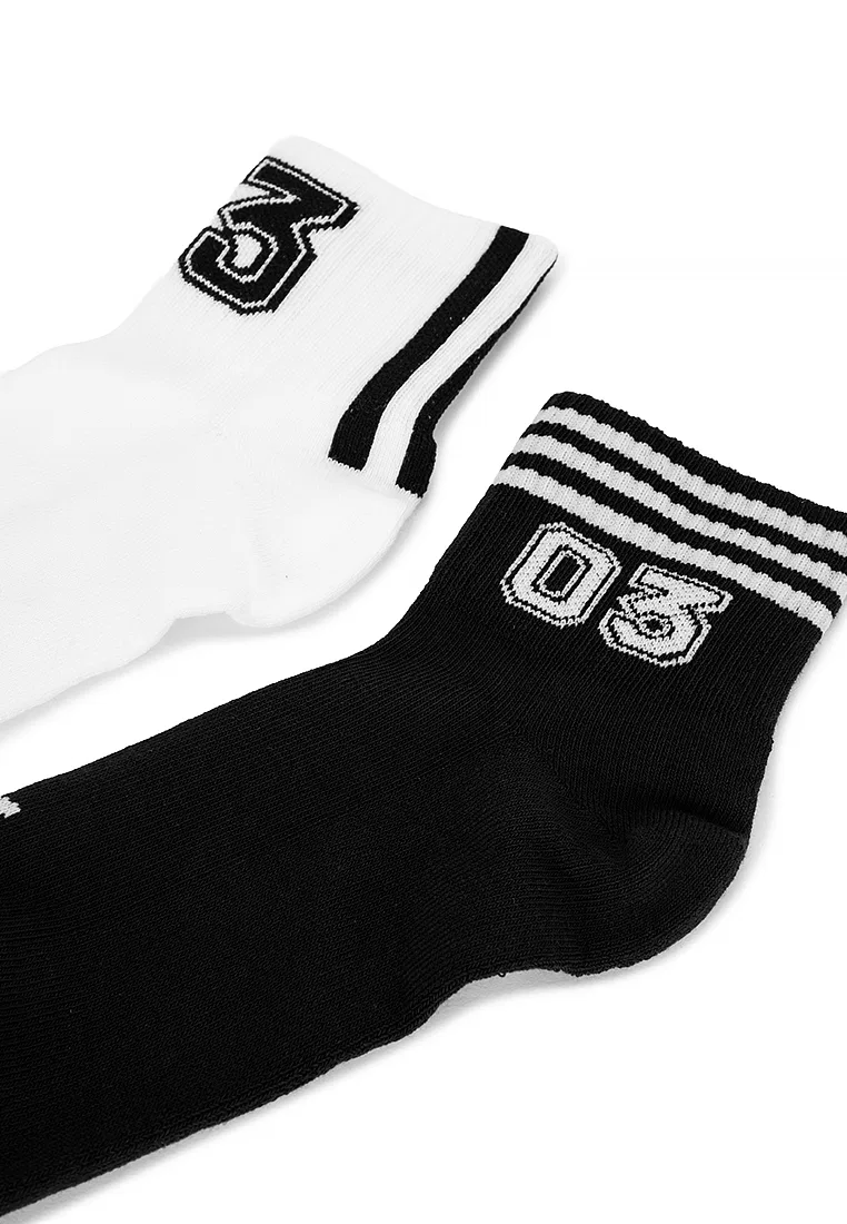 Носки женские, 2 пары, 3 Stripes, Adidas, белый/черный — фото 4