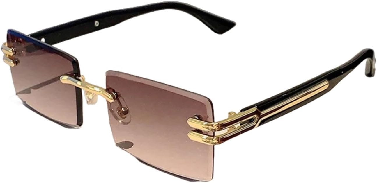 

Ретро прямоугольные черные солнцезащитные очки, роскошные металлические мужские очки для вождения, стильные женские солнцезащитные очки с градиентным декором TKKTLLT, Gold Gradient Tawny