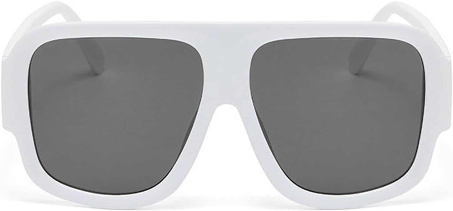 

Willochra — стильные солнцезащитные очки большого размера для женщин и мужчин, с большими тонированными линзами, необычные очки с плоской верхней частью, очки-пилот с защитным экраном, крутые оттенки, White