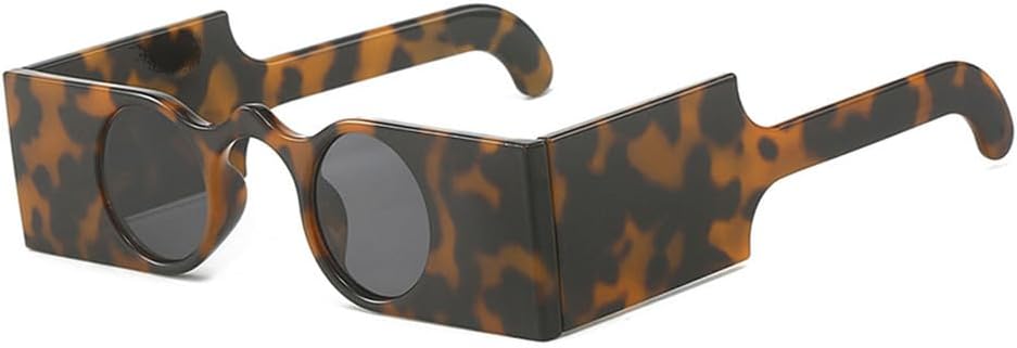 

Ретро уникальные квадратные женские солнцезащитные очки, модные, с маленькими круглыми линзами, защита от УФ-излучения UV400, женские очки с широкими дужками и леопардовым принтом WNCKSQ, Leopard Gray