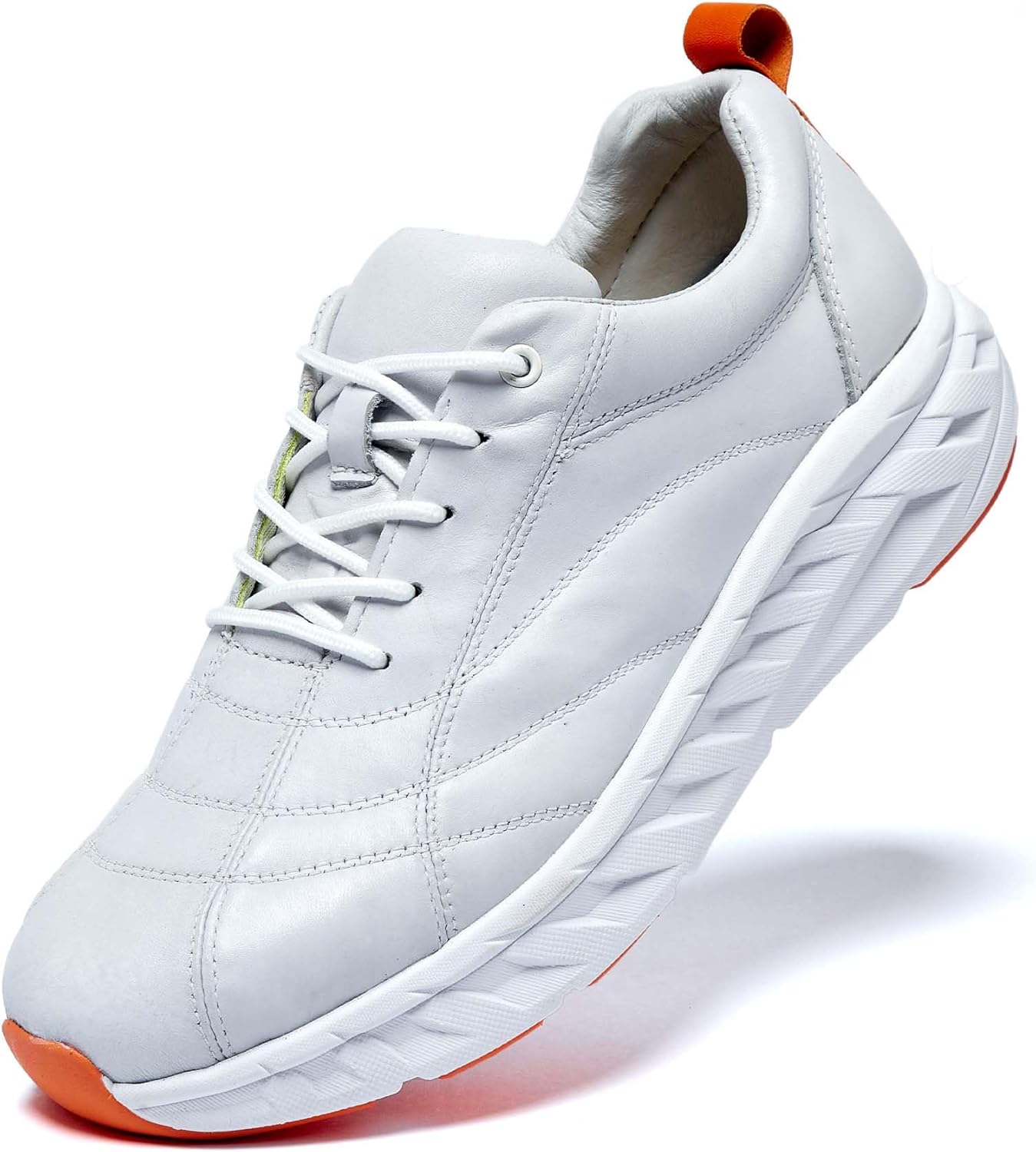 

Мужские премиальные кожаные модные повседневные кроссовки, походная обувь, кроссовки, на шнуровке, с легкой подошвой, удобные и мягкие, нескользящие и износостойкие Generic, белый