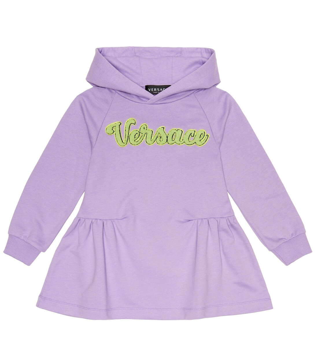 

Хлопковое платье с капюшоном и логотипом Versace, фиолетовый