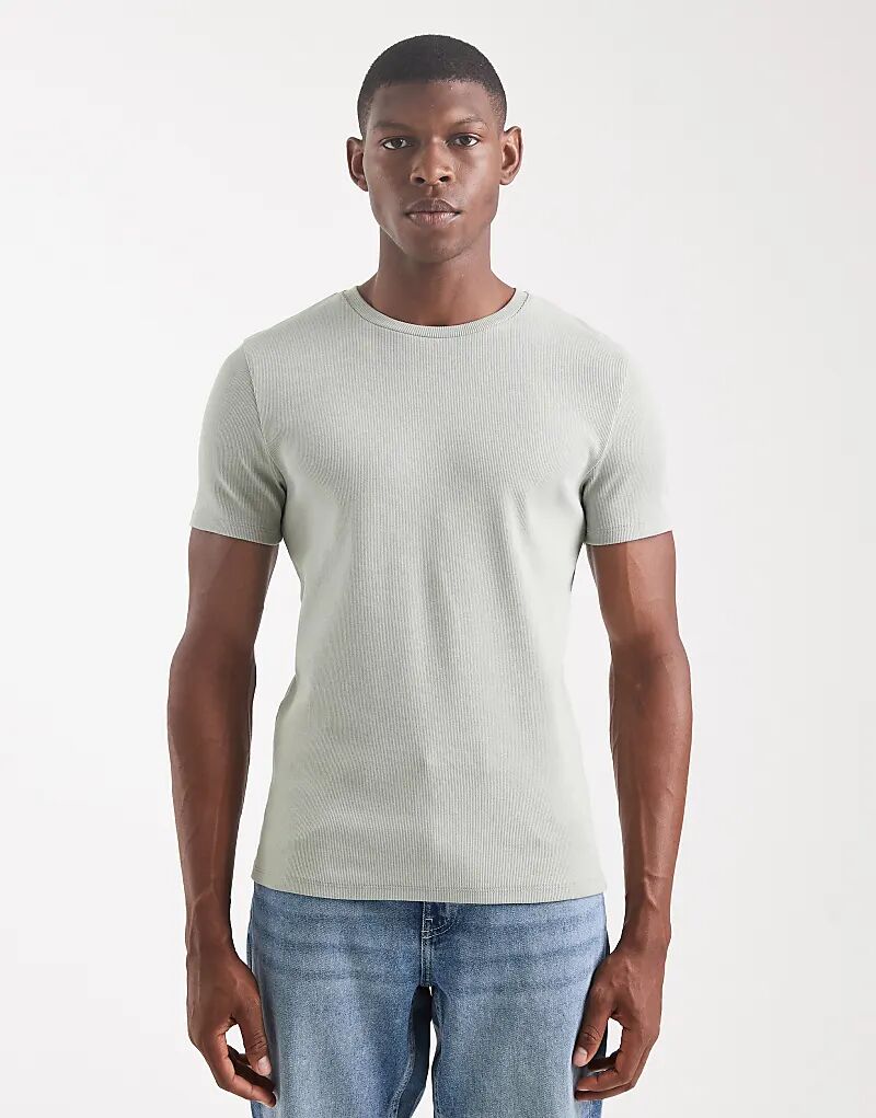 

Футболка ASOS DESIGN Essential Muscle Fit из светло-зеленого рубчика
