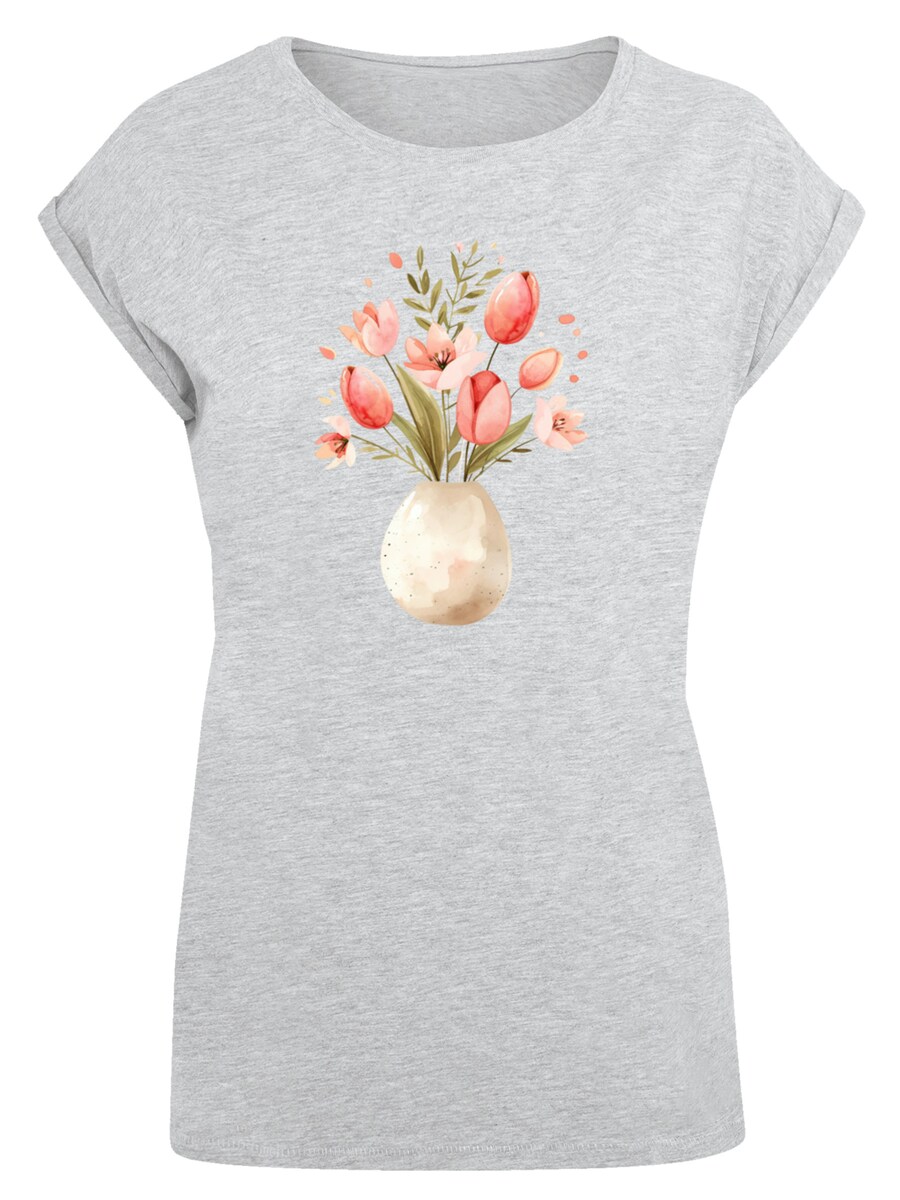 

Рубашка F4NT4STIC Rosa Frühlingsblumenstrauß In Vase, пятнистый серый