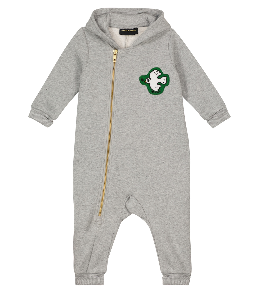 

Хлопковый комбинезончик с голубем мира Mini Rodini, Grey Melange