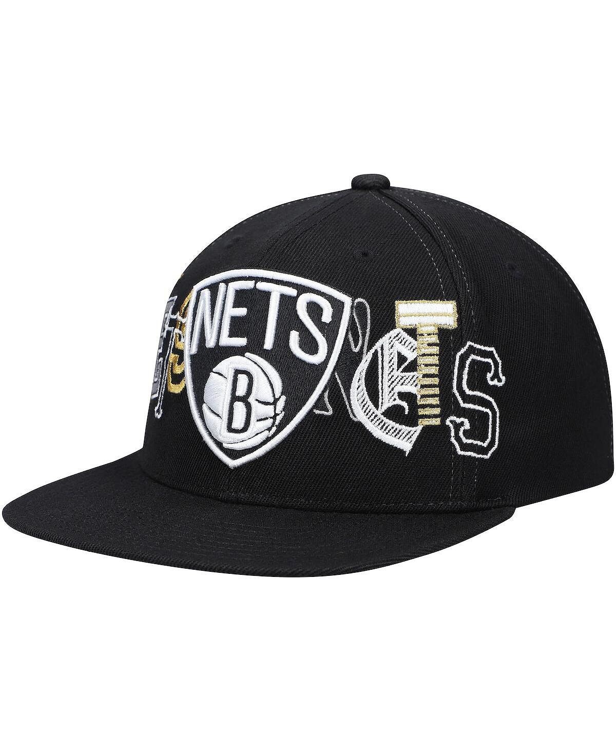 

Мужская черная кепка Snapback Brooklyn Nets Hype Type Mitchell & Ness