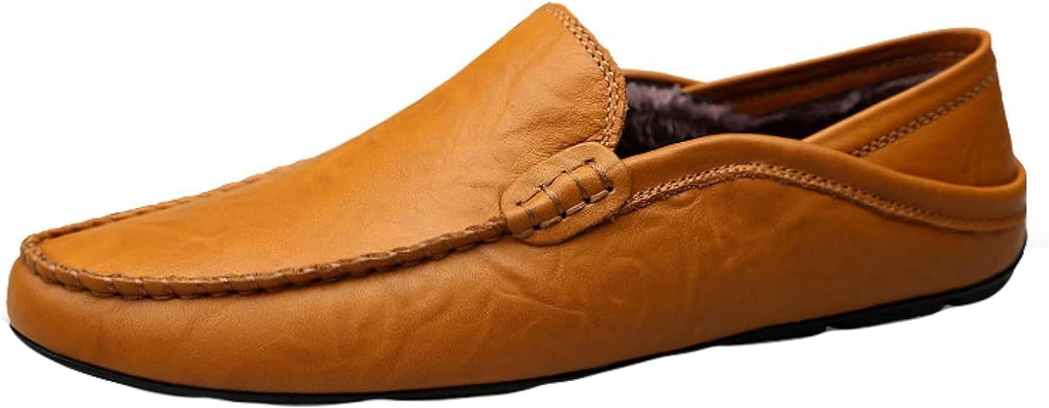 

Мужские кожаные ручной работы мокасины OXCOWNIU, повседневная обувь, зимние теплые мокасины, легкие мужские туфли на плоской подошве, коричневый