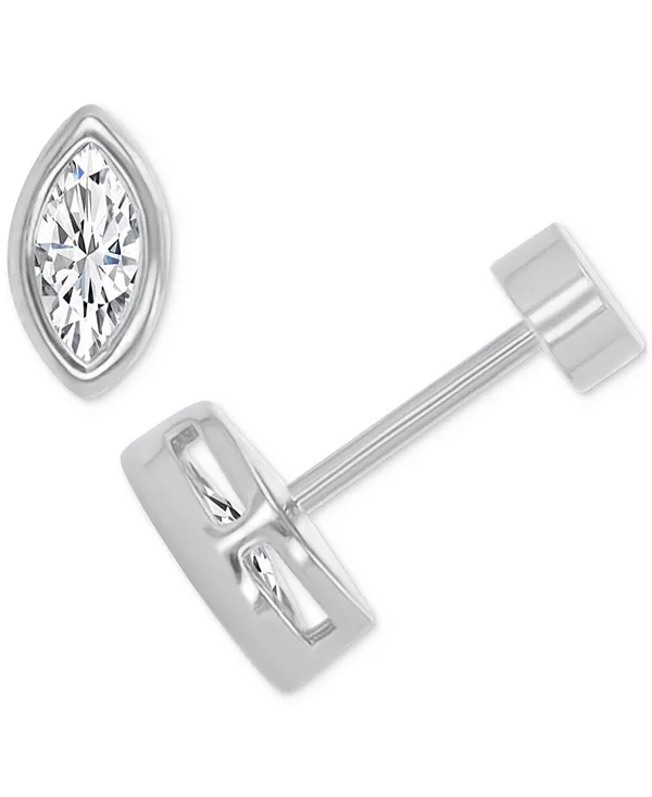 

Серьги-Гвоздики с завинчивающейся оправой из кубического циркония в форме маркиза из стерлингового серебра Macy'S, silver