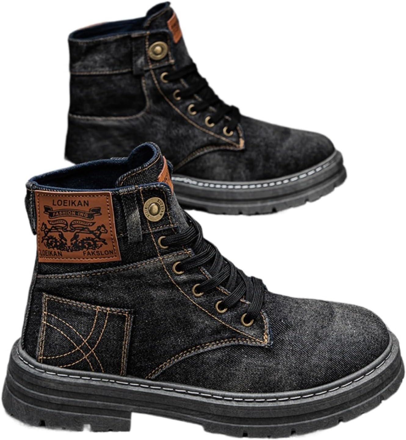 

Мужские высокие кеды из ткани, туфли, обувь на платформе для повседневной носки и повседневного использования Azttoztto, черный