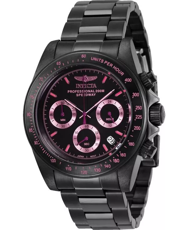 

Мужские кварцевые часы-хронограф Speedway 27773 с черным циферблатом Invicta, black
