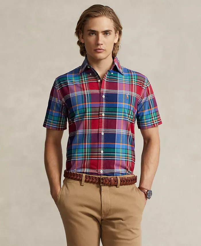 

Мужская классическая короткорукавная рубашка Oxford Polo Ralph Lauren, синий