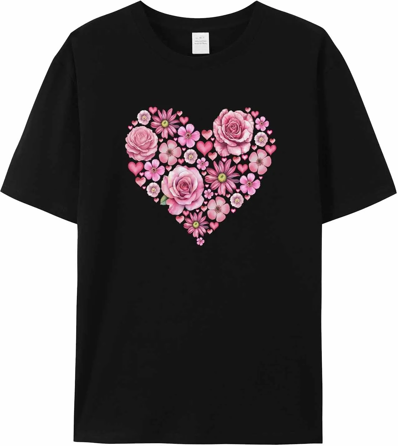

Мужская футболка с коротким рукавом, Pink Rose Flower Hearts jdudh