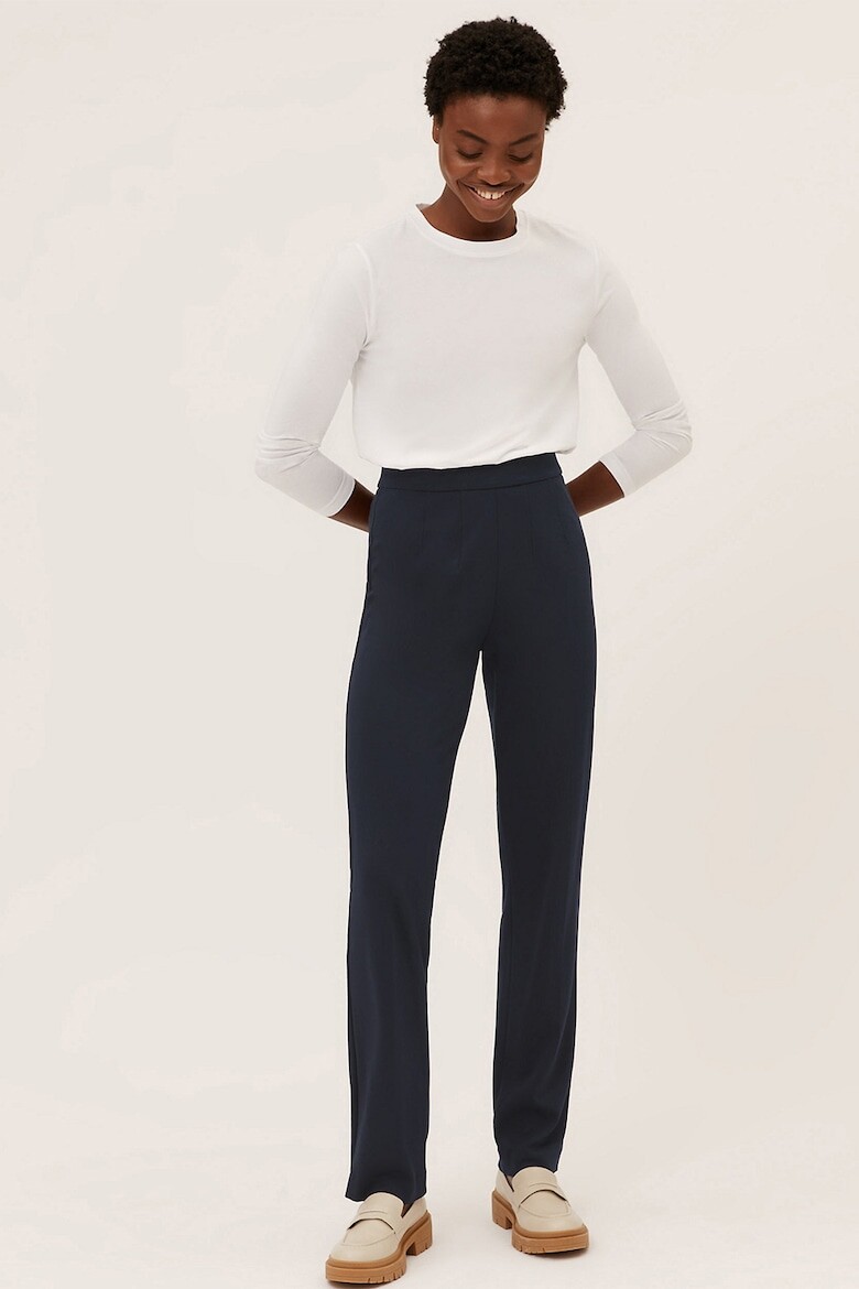 

Прямые брюки с завышенной талией Marks & Spencer, синий