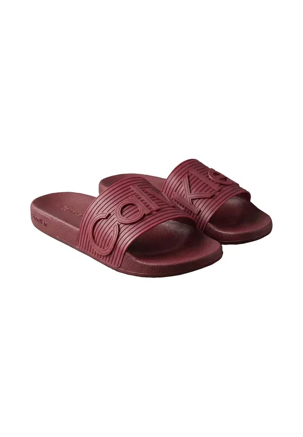 Сланцы Calvin Klein Nemo contoured emblem logo sliders pool slides, ревень — фото 2