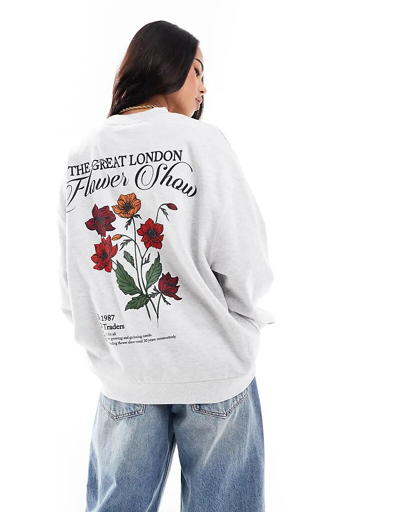 

Толстовка с графическим принтом «Цветочная выставка» из ледяного мела ASOS DESIGN