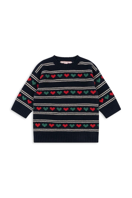 Детское платье с добавлением шерсти BELOU KNIT DRESS Konges Sløjd, темно-синий — фото 2