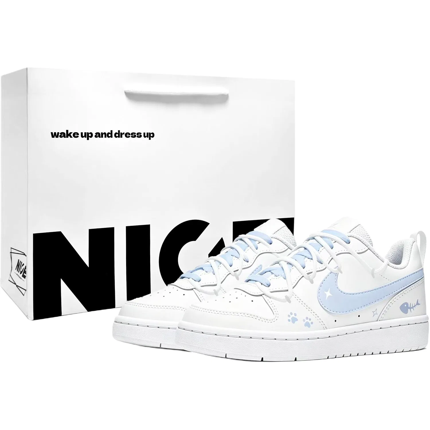Детские кроссовки для скейтбординга Nike Court Borough Low Sea Salt Leather Blue/White