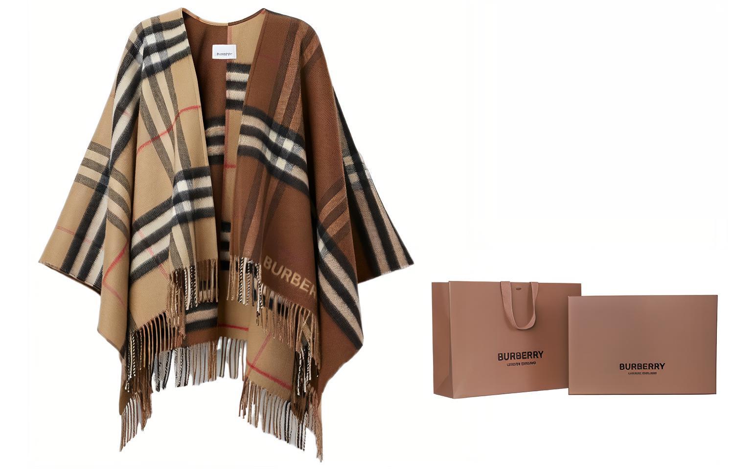 

Burberry Контрастная бахрома накидка Contrast Check, Brown+Exclusive Box (Shopping Bag and Box Included)