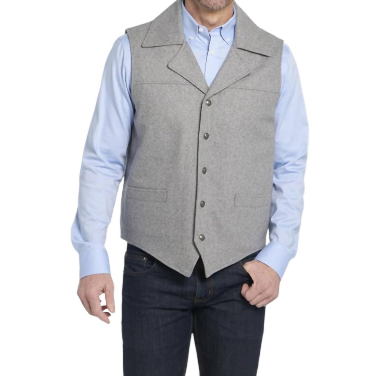 

Жилет Wool Melton Conceal Carry Snap с пряжкой в ​​цвете Dove Grey Cripple Creek