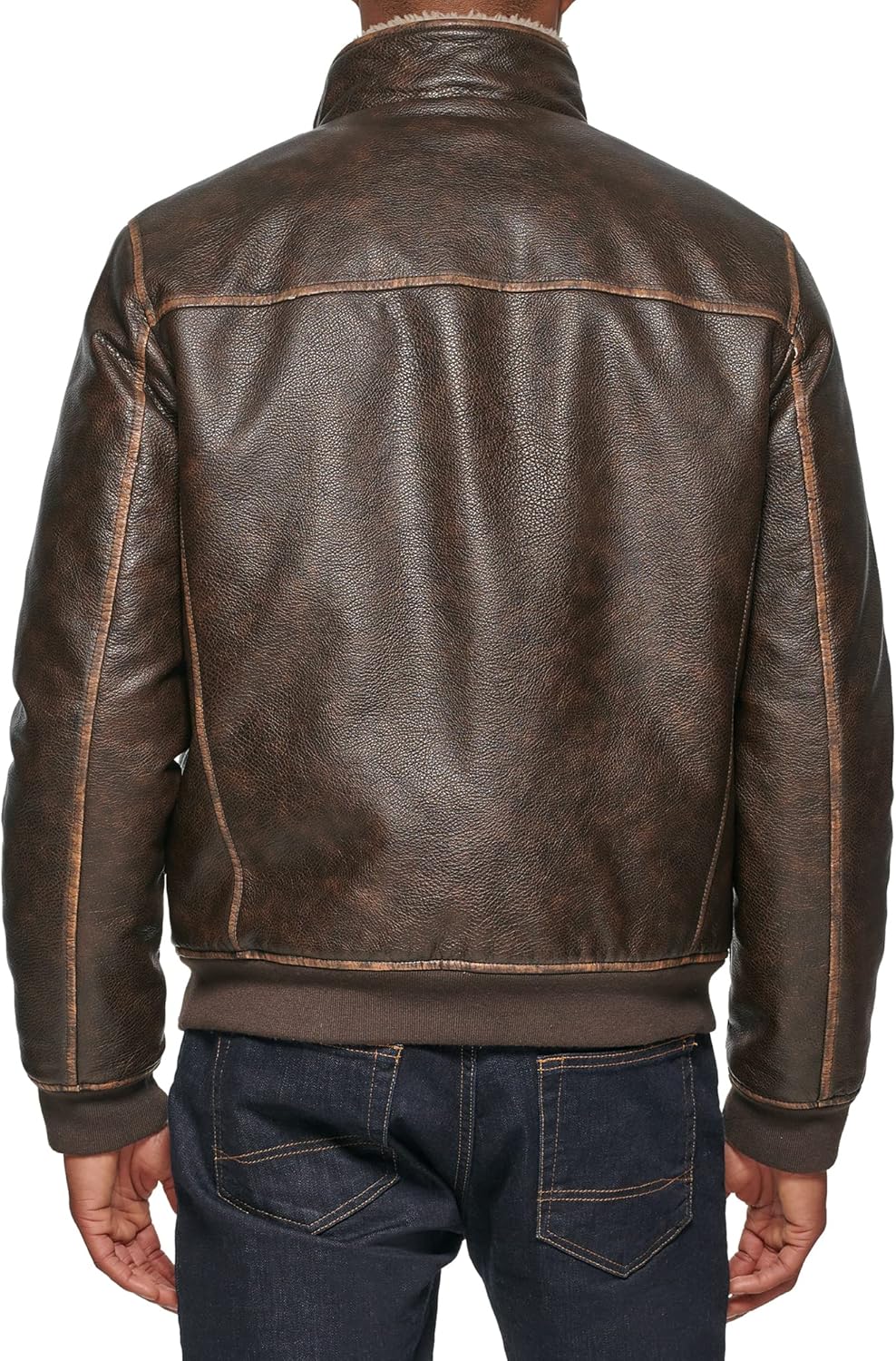 Мужская куртка-бомбер из искусственной кожи Tommy Hilfiger, Brown Sherpa Collar — фото 4