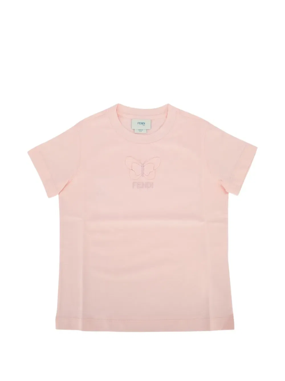 Футболка из джерси с вышивкой бабочки Fendi Kids, розовый