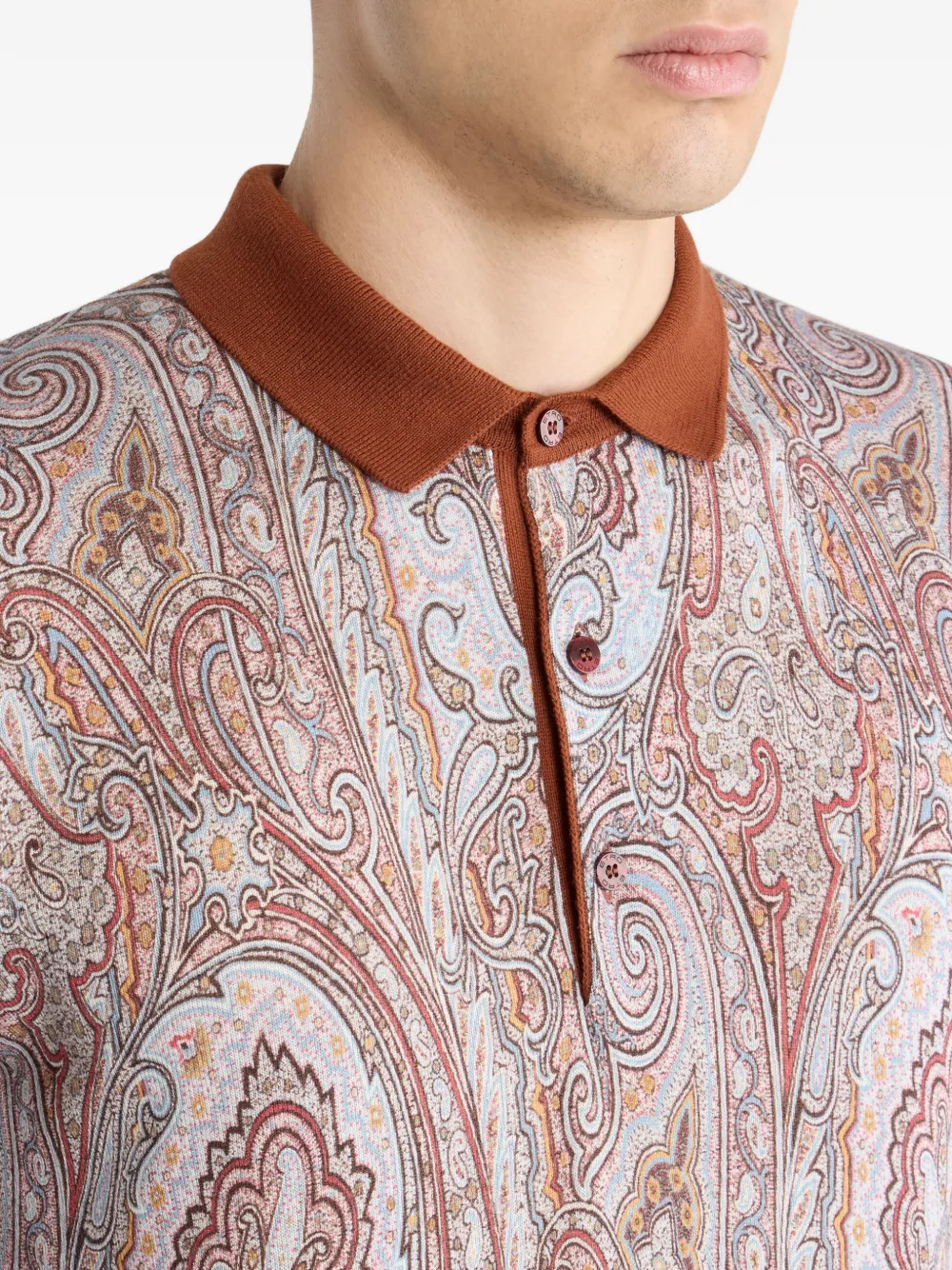 Рубашка поло с узором пейсли Etro, коричневый — фото 4