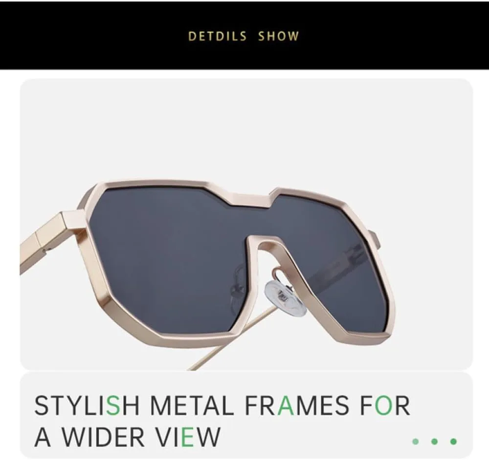 

Женские солнцезащитные очки квадратные, цельные, прозрачные с зеркальным покрытием, UV400. Мужские солнцезащитные очки панк, металлик MUTYNE, Gun Green Yellow