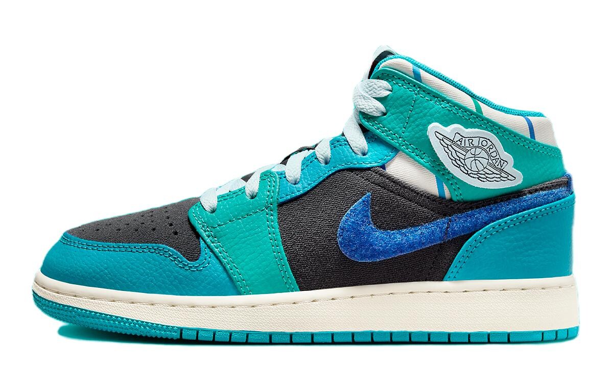 

Jordan Air Jordan 1 Детские баскетбольные кроссовки GS, Blue/Green