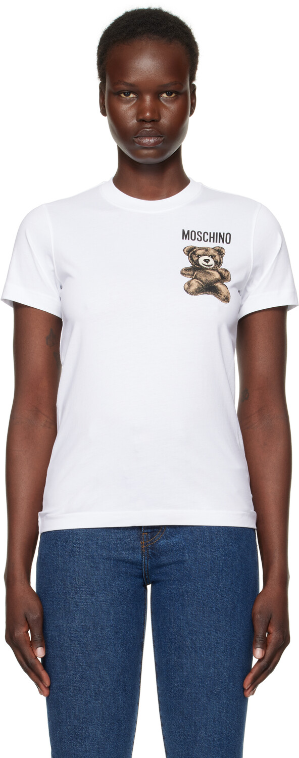

Футболка с белым плюшевым мишкой Moschino, Multi white