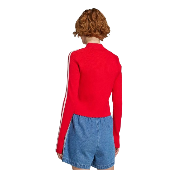 (WMNS) Спортивная футболка Adidas 3-Striped Slim Knit Track Top 'Red' — фото 2