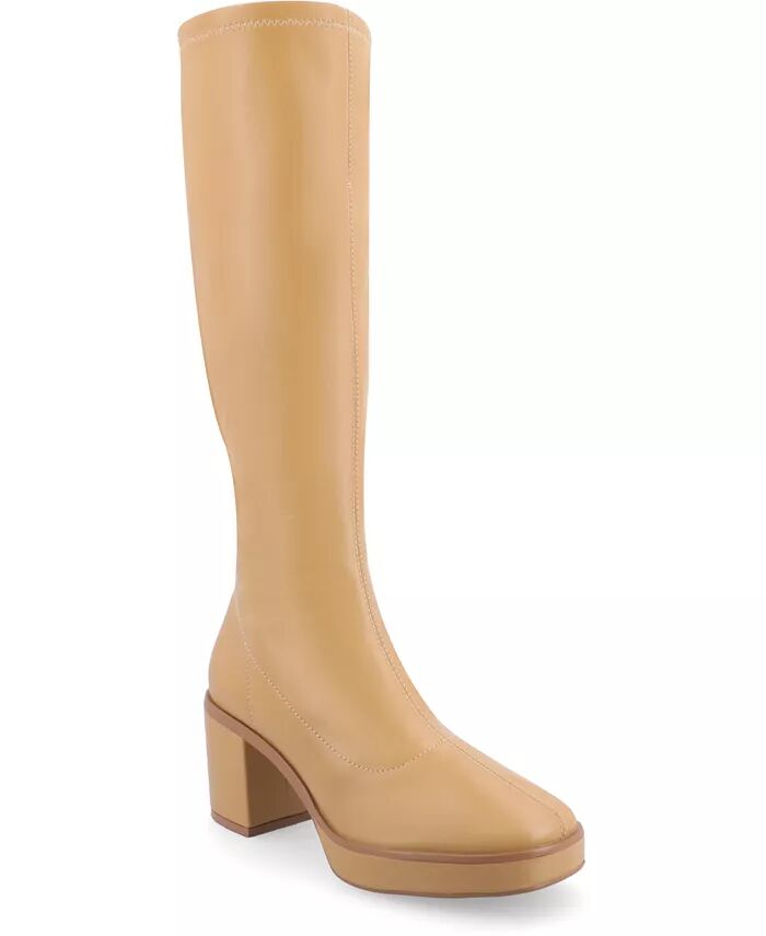 Женские сапоги Alondra Narrow Calf Platform Journee Collection, коричневый/бежевый