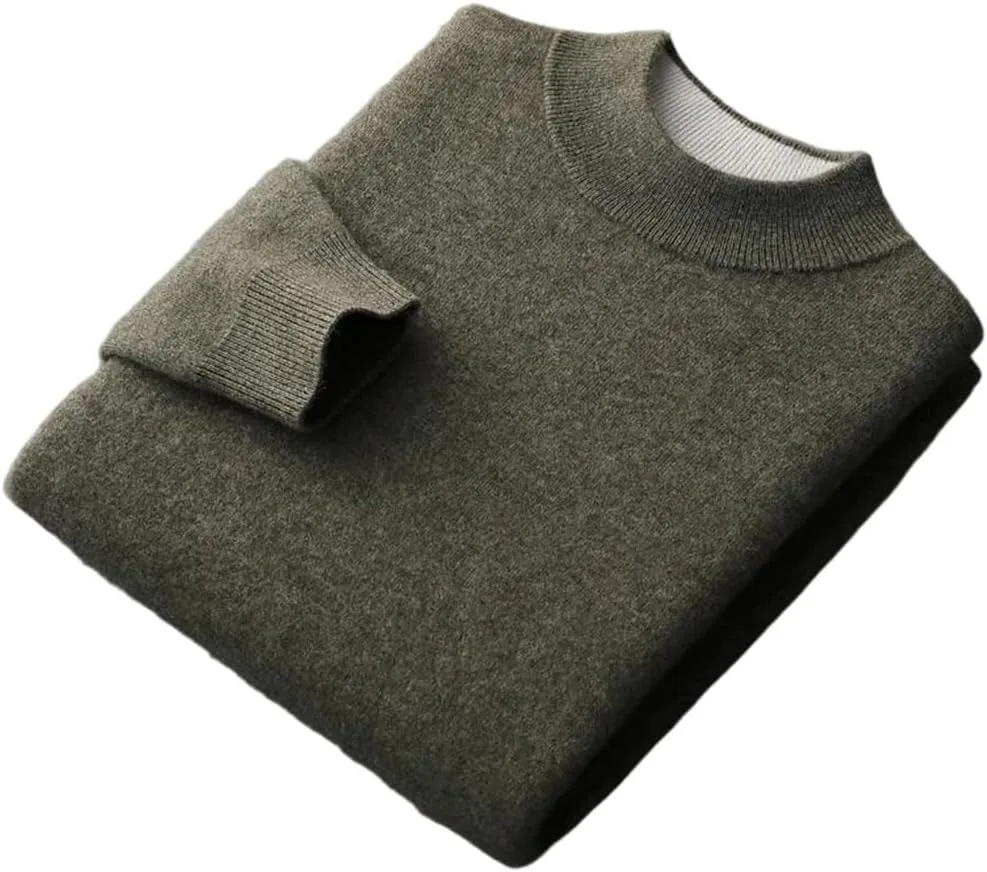 

Мужской свитер из 100% кашемира с полуводолазкой, плотная вязка, свободный крой, для бизнес-кэжуал