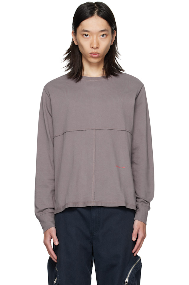 

Eckhaus Latta Фиолетовая футболка с длинными рукавами и отворотами