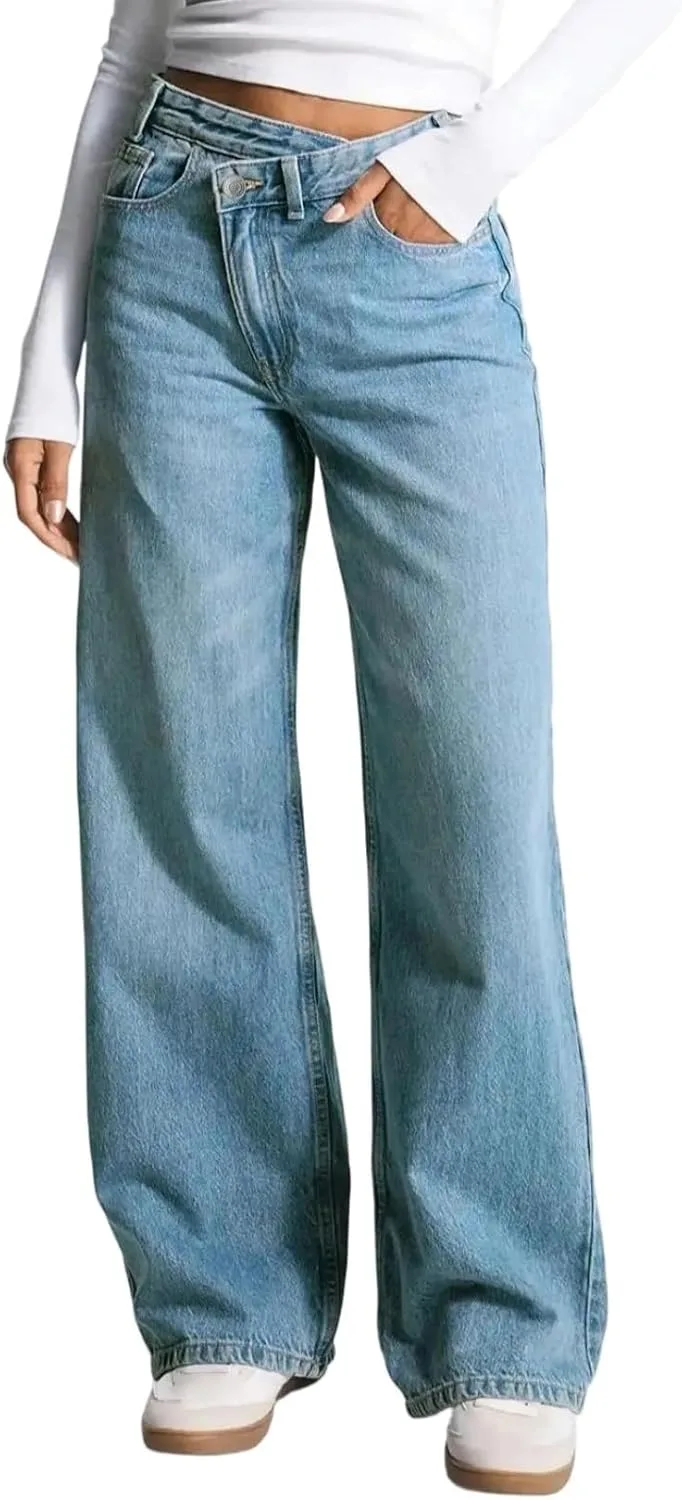 Женские джинсы low rise wide leg из мягкого денима
